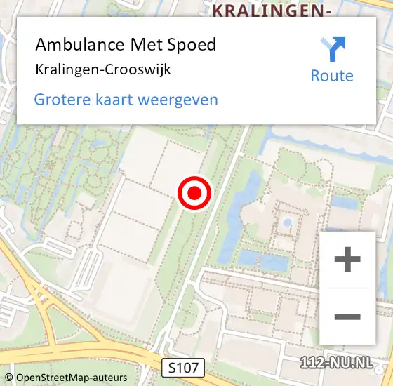 Locatie op kaart van de 112 melding: Ambulance Met Spoed Naar Kralingen-Crooswijk op 30 mei 2022 17:54