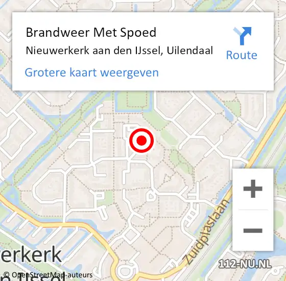 Locatie op kaart van de 112 melding: Brandweer Met Spoed Naar Nieuwerkerk aan den IJssel, Uilendaal op 30 mei 2022 17:54