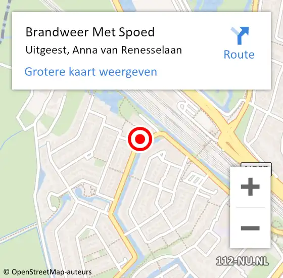 Locatie op kaart van de 112 melding: Brandweer Met Spoed Naar Uitgeest, Anna van Renesselaan op 30 mei 2022 18:09