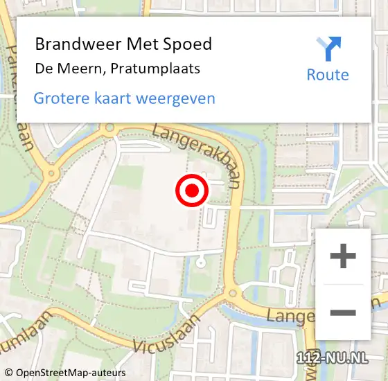 Locatie op kaart van de 112 melding: Brandweer Met Spoed Naar De Meern, Pratumplaats op 30 mei 2022 18:11