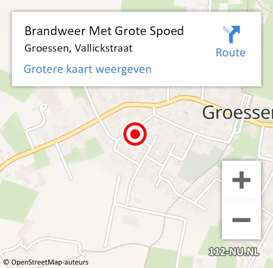 Locatie op kaart van de 112 melding: Brandweer Met Grote Spoed Naar Groessen, Vallickstraat op 30 mei 2022 18:18