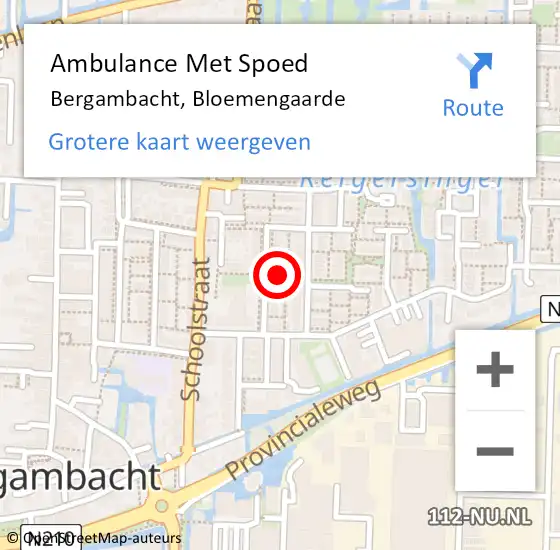 Locatie op kaart van de 112 melding: Ambulance Met Spoed Naar Bergambacht, Bloemengaarde op 30 mei 2022 18:25