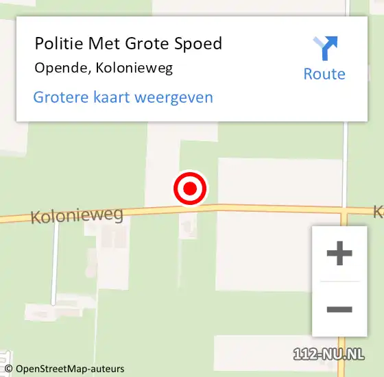 Locatie op kaart van de 112 melding: Politie Met Grote Spoed Naar Opende, Kolonieweg op 30 mei 2022 18:39