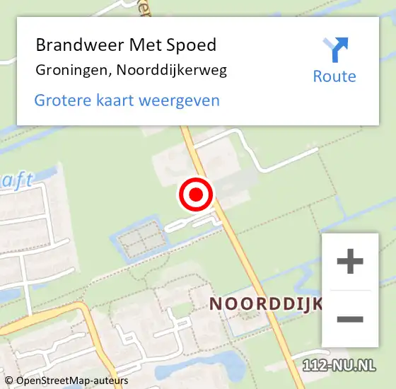 Locatie op kaart van de 112 melding: Brandweer Met Spoed Naar Groningen, Noorddijkerweg op 30 mei 2022 18:48