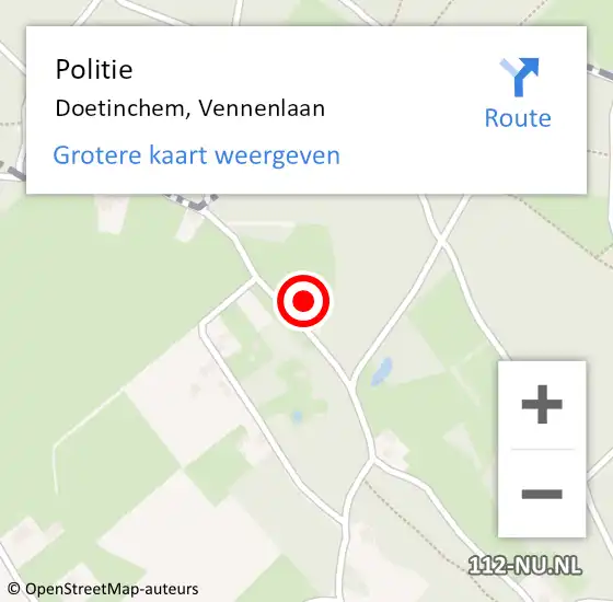 Locatie op kaart van de 112 melding: Politie Doetinchem, Vennenlaan op 30 mei 2022 19:10