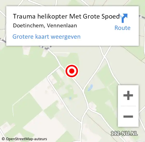 Locatie op kaart van de 112 melding: Trauma helikopter Met Grote Spoed Naar Doetinchem, Vennenlaan op 30 mei 2022 19:12