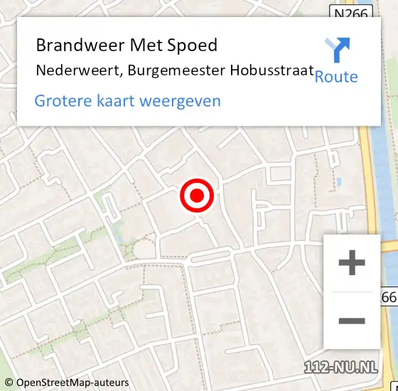 Locatie op kaart van de 112 melding: Brandweer Met Spoed Naar Nederweert, Burgemeester Hobusstraat op 30 mei 2022 19:14