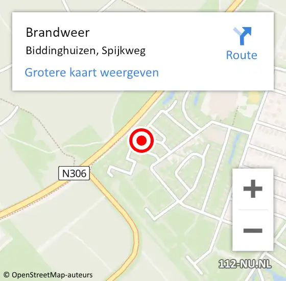 Locatie op kaart van de 112 melding: Brandweer Biddinghuizen, Spijkweg op 30 mei 2022 19:22