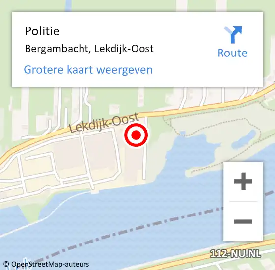 Locatie op kaart van de 112 melding: Politie Bergambacht, Lekdijk-Oost op 30 mei 2022 19:37