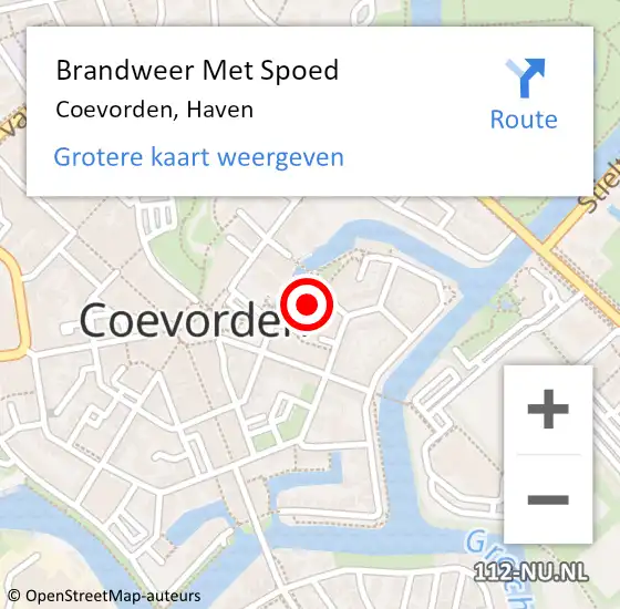 Locatie op kaart van de 112 melding: Brandweer Met Spoed Naar Coevorden, Haven op 30 mei 2022 19:39