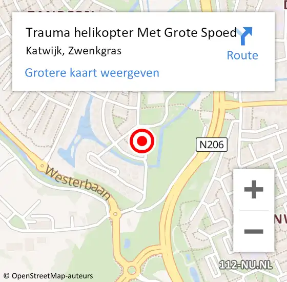 Locatie op kaart van de 112 melding: Trauma helikopter Met Grote Spoed Naar Katwijk, Zwenkgras op 30 mei 2022 19:41