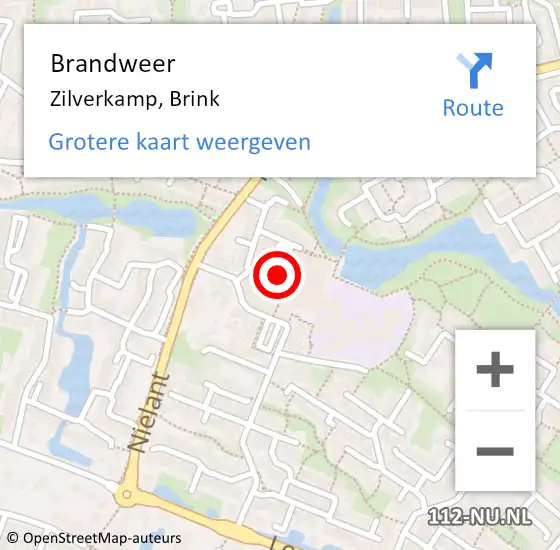Locatie op kaart van de 112 melding: Brandweer Zilverkamp, Brink op 18 juli 2014 19:04