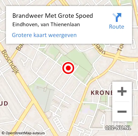 Locatie op kaart van de 112 melding: Brandweer Met Grote Spoed Naar Eindhoven, van Thienenlaan op 30 mei 2022 20:30