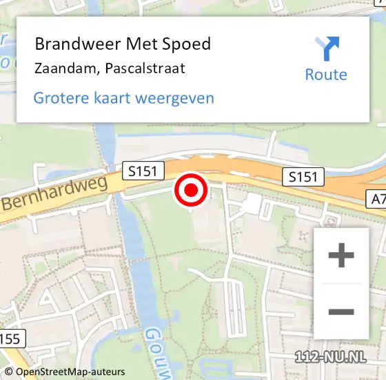 Locatie op kaart van de 112 melding: Brandweer Met Spoed Naar Zaandam, Pascalstraat op 30 mei 2022 20:33