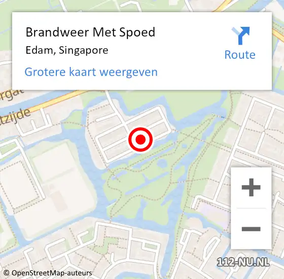 Locatie op kaart van de 112 melding: Brandweer Met Spoed Naar Edam, Singapore op 30 mei 2022 20:39