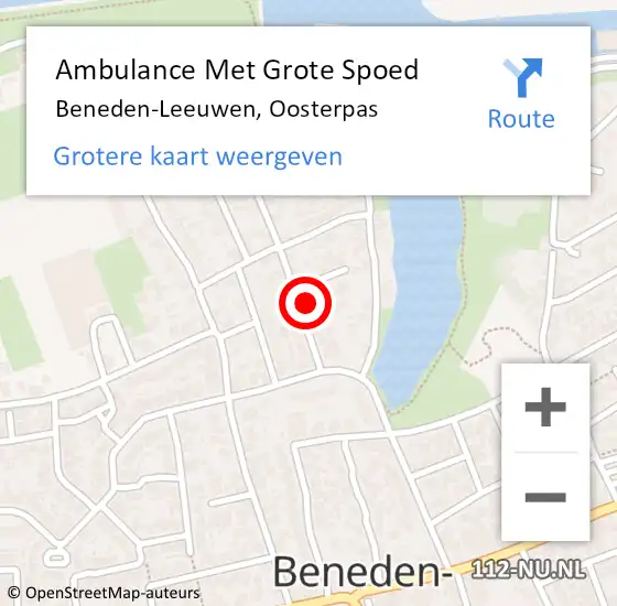 Locatie op kaart van de 112 melding: Ambulance Met Grote Spoed Naar Beneden-Leeuwen, Oosterpas op 30 mei 2022 20:40