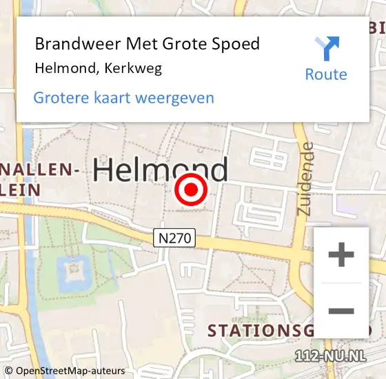 Locatie op kaart van de 112 melding: Brandweer Met Grote Spoed Naar Helmond, Kerkweg op 30 mei 2022 21:15