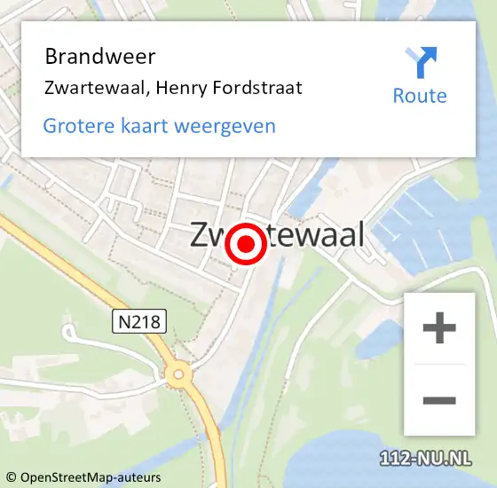 Locatie op kaart van de 112 melding: Brandweer Zwartewaal, Henry Fordstraat op 30 mei 2022 21:27