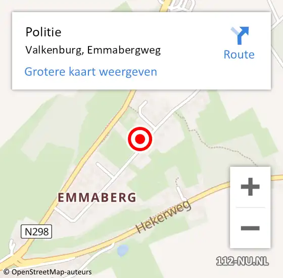 Locatie op kaart van de 112 melding: Politie Valkenburg, Emmabergweg op 30 mei 2022 21:44