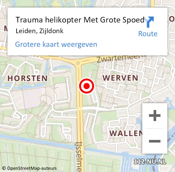 Locatie op kaart van de 112 melding: Trauma helikopter Met Grote Spoed Naar Leiden, Zijldonk op 30 mei 2022 21:59