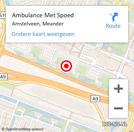 Locatie op kaart van de 112 melding: Ambulance Met Spoed Naar Amstelveen, Meander op 30 mei 2022 23:02