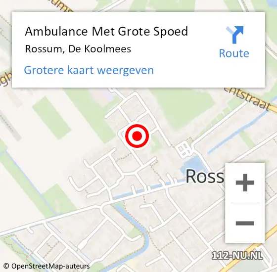 Locatie op kaart van de 112 melding: Ambulance Met Grote Spoed Naar Rossum, De Koolmees op 30 mei 2022 23:12