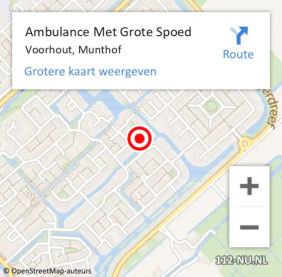 Locatie op kaart van de 112 melding: Ambulance Met Grote Spoed Naar Voorhout, Munthof op 30 mei 2022 23:13