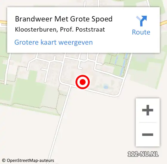 Locatie op kaart van de 112 melding: Brandweer Met Grote Spoed Naar Kloosterburen, Prof. Poststraat op 30 mei 2022 23:21