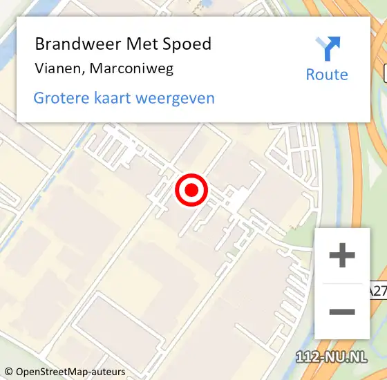 Locatie op kaart van de 112 melding: Brandweer Met Spoed Naar Vianen, Marconiweg op 30 mei 2022 23:46