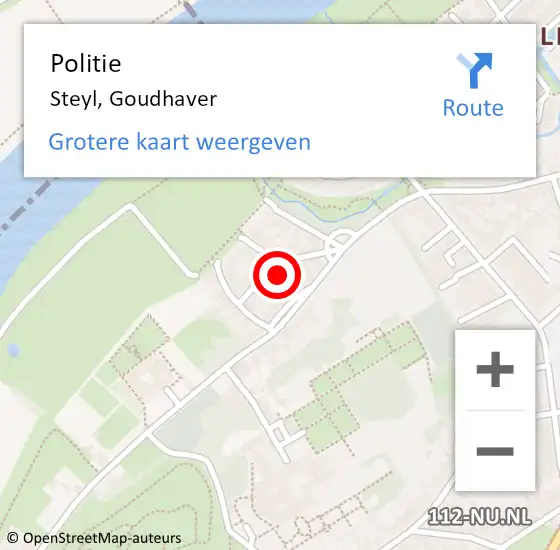 Locatie op kaart van de 112 melding: Politie Steyl, Goudhaver op 30 mei 2022 23:55