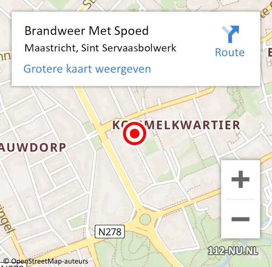 Locatie op kaart van de 112 melding: Brandweer Met Spoed Naar Maastricht, Sint Servaasbolwerk op 31 mei 2022 00:19