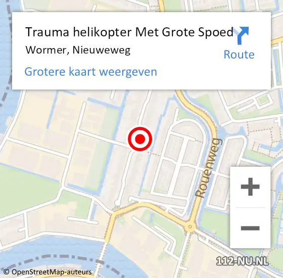 Locatie op kaart van de 112 melding: Trauma helikopter Met Grote Spoed Naar Wormer, Nieuweweg op 31 mei 2022 00:40