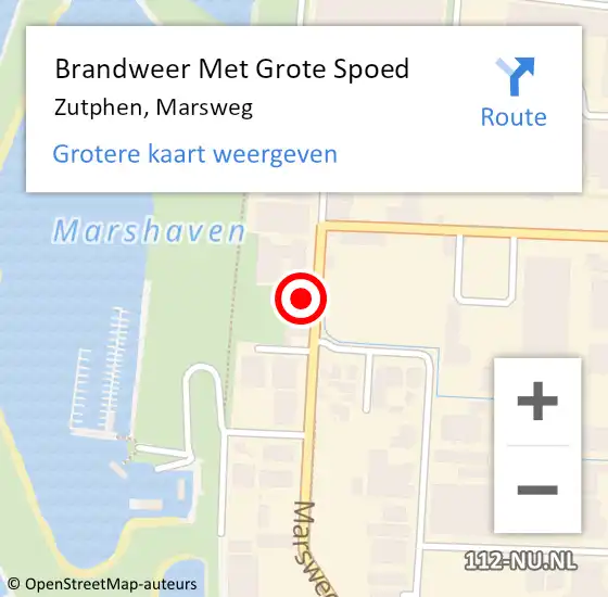 Locatie op kaart van de 112 melding: Brandweer Met Grote Spoed Naar Zutphen, Marsweg op 31 mei 2022 00:41