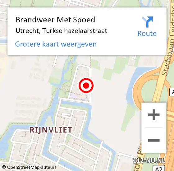 Locatie op kaart van de 112 melding: Brandweer Met Spoed Naar Utrecht, Turkse hazelaarstraat op 31 mei 2022 01:11