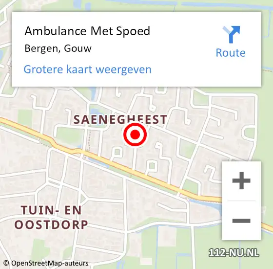 Locatie op kaart van de 112 melding: Ambulance Met Spoed Naar Bergen, Gouw op 31 mei 2022 03:06