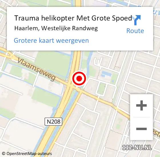 Locatie op kaart van de 112 melding: Trauma helikopter Met Grote Spoed Naar Haarlem, Westelijke Randweg op 31 mei 2022 03:18