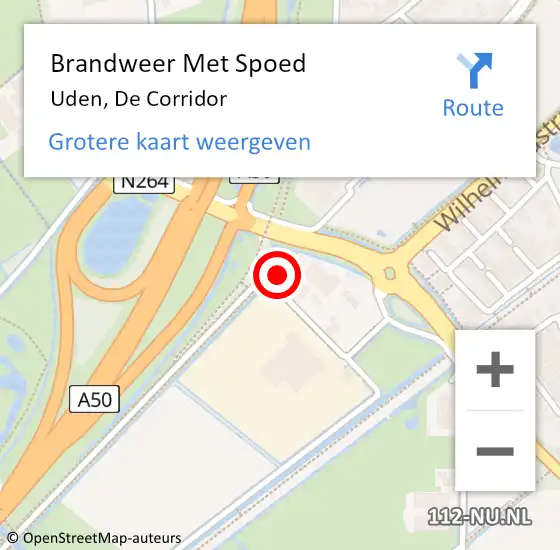 Locatie op kaart van de 112 melding: Brandweer Met Spoed Naar Uden, De Corridor op 31 mei 2022 03:37