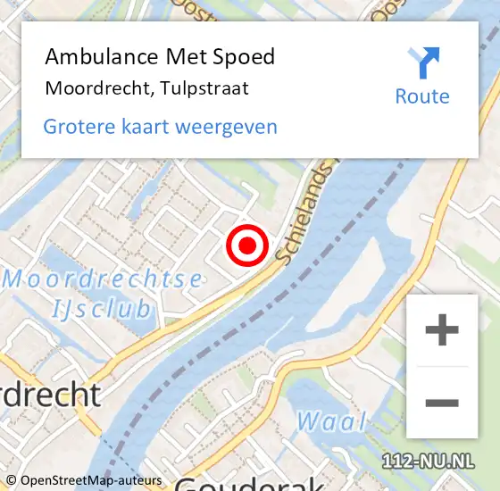 Locatie op kaart van de 112 melding: Ambulance Met Spoed Naar Moordrecht, Tulpstraat op 31 mei 2022 03:43