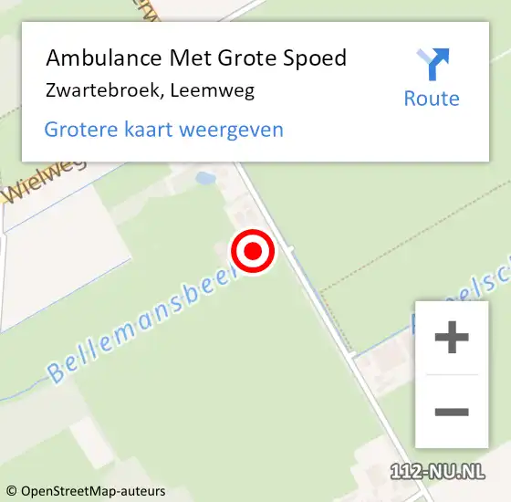 Locatie op kaart van de 112 melding: Ambulance Met Grote Spoed Naar Zwartebroek, Leemweg op 31 mei 2022 04:01