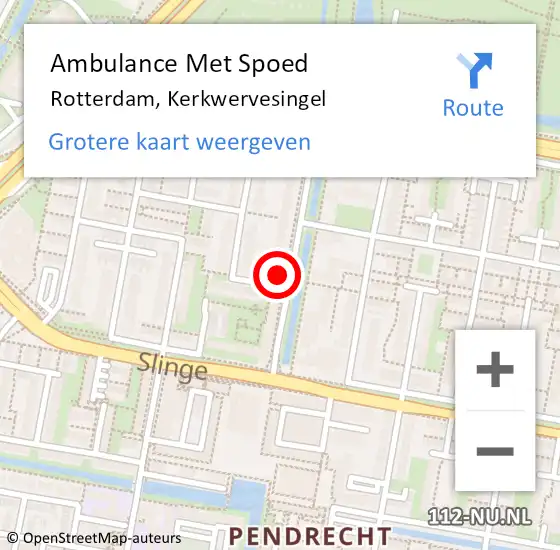 Locatie op kaart van de 112 melding: Ambulance Met Spoed Naar Rotterdam, Kerkwervesingel op 31 mei 2022 05:14
