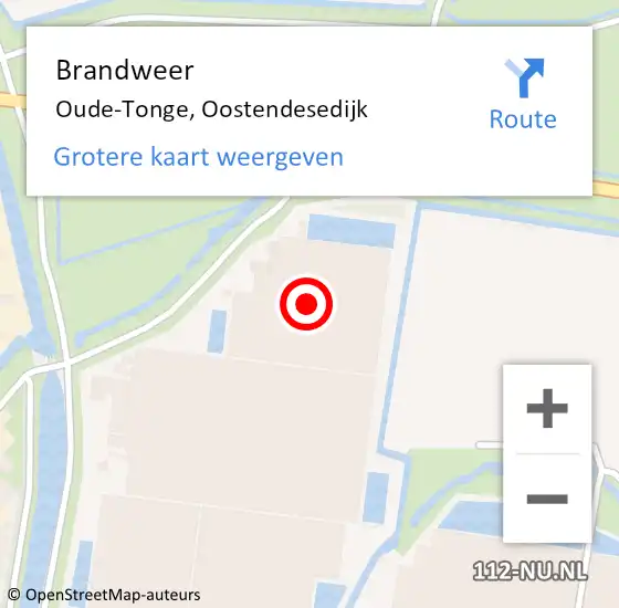 Locatie op kaart van de 112 melding: Brandweer Oude-Tonge, Oostendesedijk op 31 mei 2022 05:40