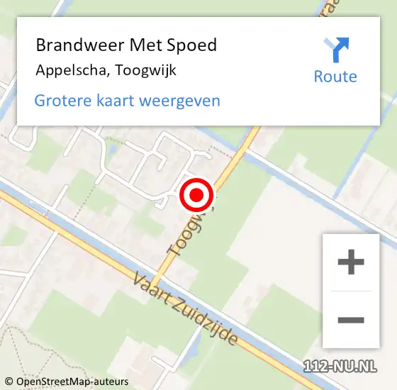 Locatie op kaart van de 112 melding: Brandweer Met Spoed Naar Appelscha, Toogwijk op 31 mei 2022 05:46