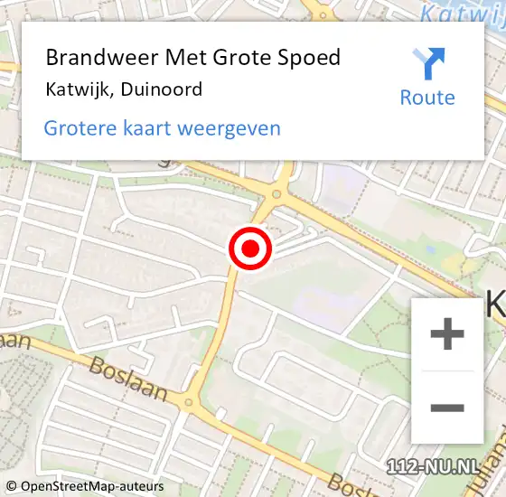 Locatie op kaart van de 112 melding: Brandweer Met Grote Spoed Naar Katwijk, Duinoord op 31 mei 2022 05:52