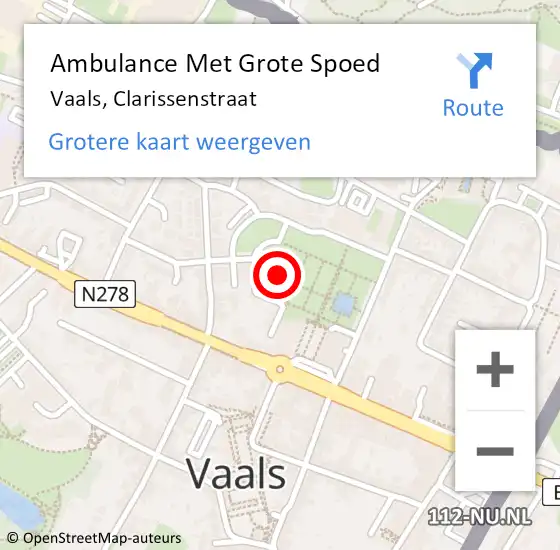Locatie op kaart van de 112 melding: Ambulance Met Grote Spoed Naar Vaals, Clarissenstraat op 31 mei 2022 07:00