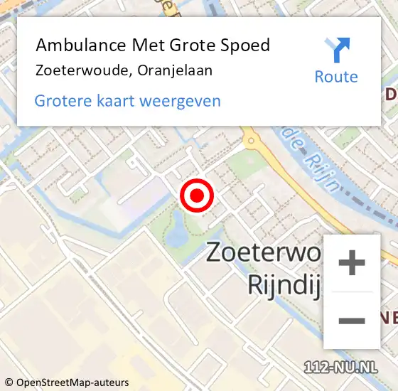 Locatie op kaart van de 112 melding: Ambulance Met Grote Spoed Naar Zoeterwoude, Oranjelaan op 31 mei 2022 07:28