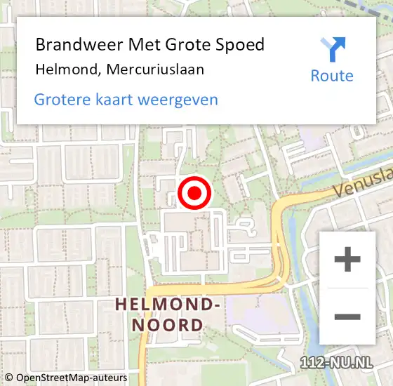 Locatie op kaart van de 112 melding: Brandweer Met Grote Spoed Naar Helmond, Mercuriuslaan op 31 mei 2022 07:28