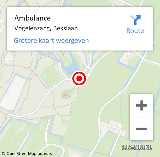 Locatie op kaart van de 112 melding: Ambulance Vogelenzang, Bekslaan op 31 mei 2022 07:31