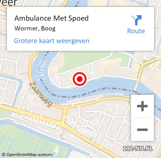 Locatie op kaart van de 112 melding: Ambulance Met Spoed Naar Wormer, Boog op 31 mei 2022 07:59