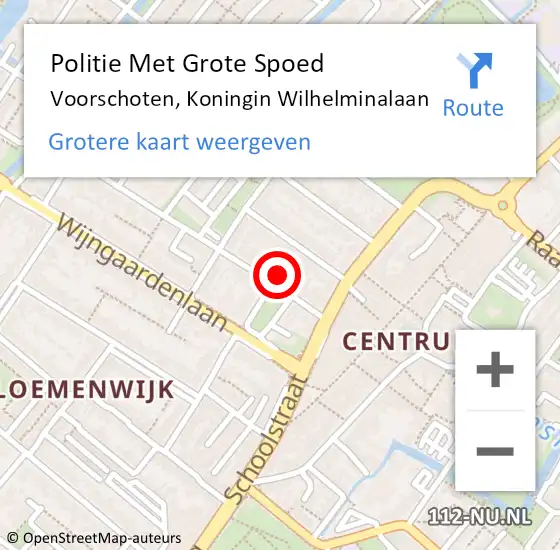 Locatie op kaart van de 112 melding: Politie Met Grote Spoed Naar Voorschoten, Koningin Wilhelminalaan op 31 mei 2022 08:34