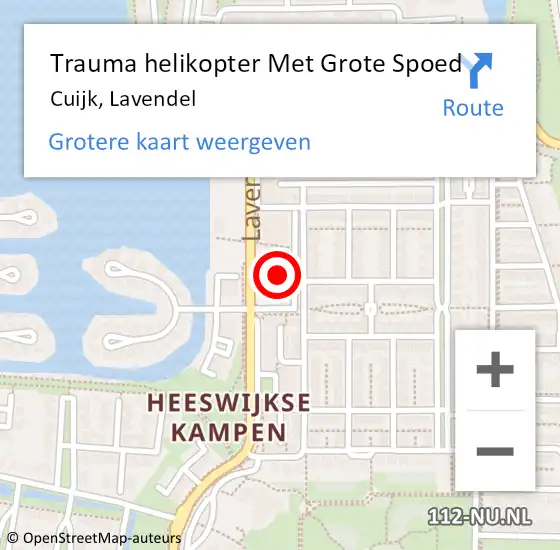 Locatie op kaart van de 112 melding: Trauma helikopter Met Grote Spoed Naar Cuijk, Lavendel op 31 mei 2022 08:36